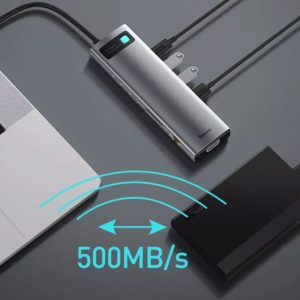 هاب 11 پورت بیسوس Baseus Metal Gleam 11 in 1 Multifunctional Type-C HUB CAHUB-CT0G توان 100 وات