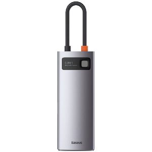 هاب 6 پورت بیسوس Baseus Metal Gleam 6 in 1 Multifunctional Type-C HUB CAHUB-CW0G توان 100 وات