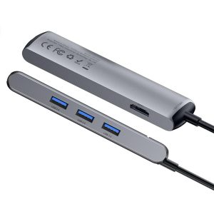 هاب 6 پورت بیسوس Baseus Mechanical Eye Smart Type C HUB CAHUB-J0G توان 87 وات