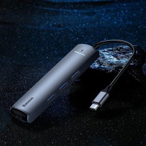 هاب 6 پورت بیسوس Baseus Mechanical Eye Smart Type C HUB CAHUB-J0G توان 87 وات