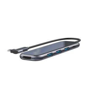 هاب 5 پورت بیسوس Baseus Multi-Functional Type C HUB CAHUB-BZ0G توان 60 وات