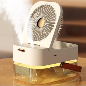 پنکه رومیزی، مرطوب کننده هوا و چراغ خواب رومیزی DUAL SPRAY NIGHT LIGHT Q7(برقی)